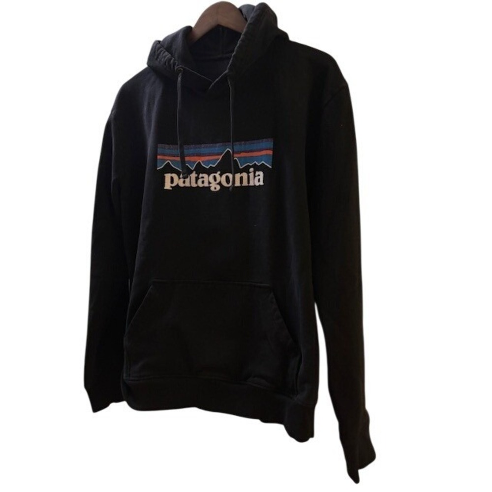 Patagonia Men's P-6 Logo Uprisal Hoody Black Recycled Sweatshirt Large